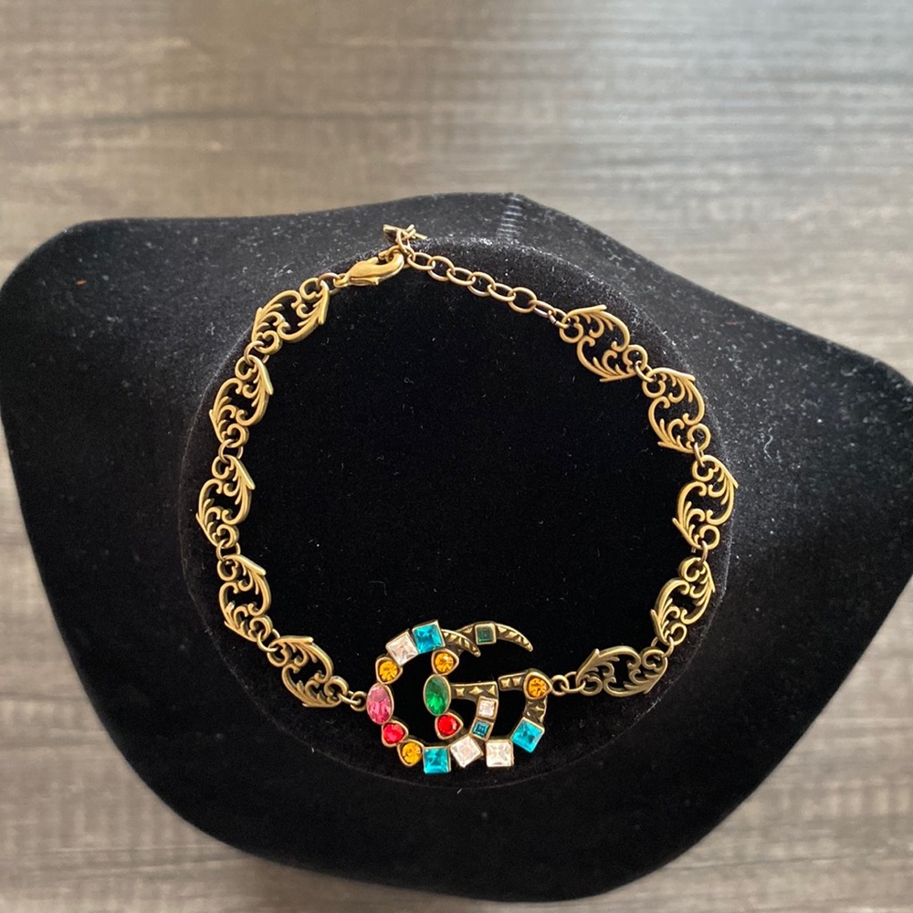 Multi-colored brass bracelet